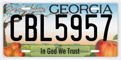 GA license plate CBL5957