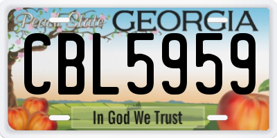 GA license plate CBL5959