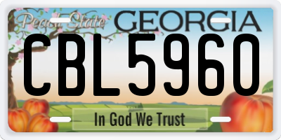 GA license plate CBL5960