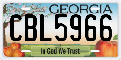 GA license plate CBL5966
