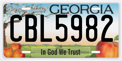 GA license plate CBL5982