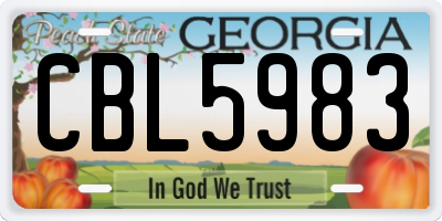 GA license plate CBL5983