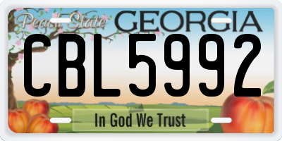 GA license plate CBL5992