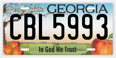 GA license plate CBL5993