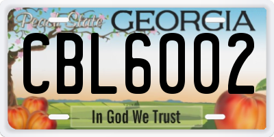 GA license plate CBL6002