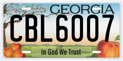 GA license plate CBL6007