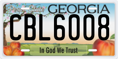 GA license plate CBL6008
