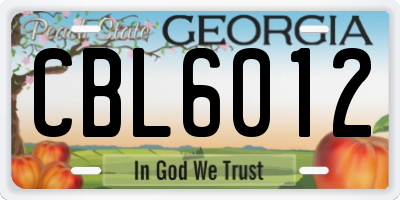 GA license plate CBL6012