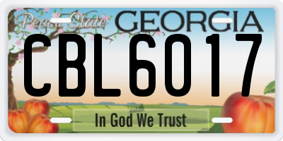 GA license plate CBL6017