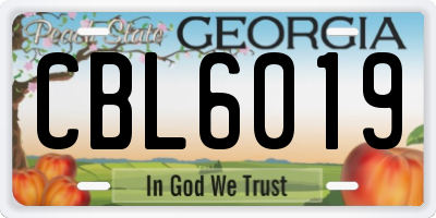 GA license plate CBL6019
