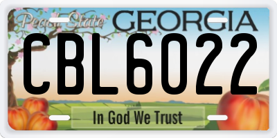 GA license plate CBL6022