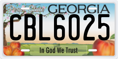GA license plate CBL6025