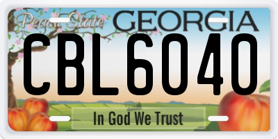 GA license plate CBL6040