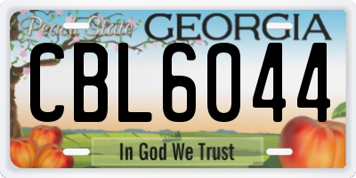GA license plate CBL6044