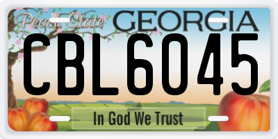 GA license plate CBL6045