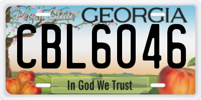 GA license plate CBL6046