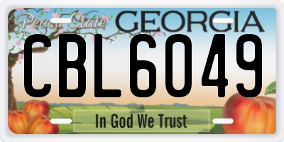 GA license plate CBL6049