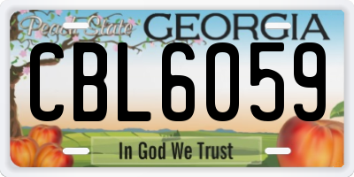 GA license plate CBL6059