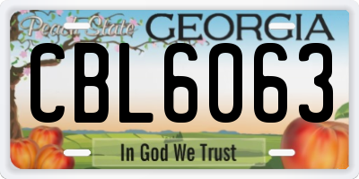 GA license plate CBL6063