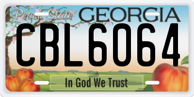 GA license plate CBL6064