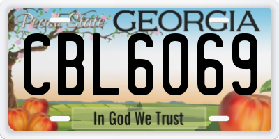 GA license plate CBL6069