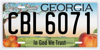 GA license plate CBL6071