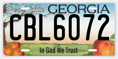 GA license plate CBL6072