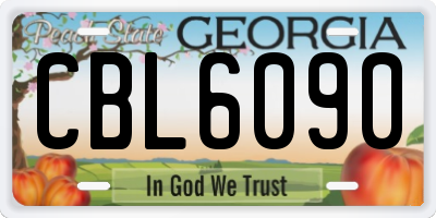 GA license plate CBL6090