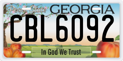 GA license plate CBL6092