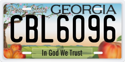 GA license plate CBL6096