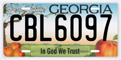 GA license plate CBL6097
