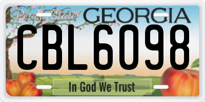 GA license plate CBL6098