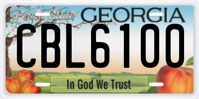 GA license plate CBL6100