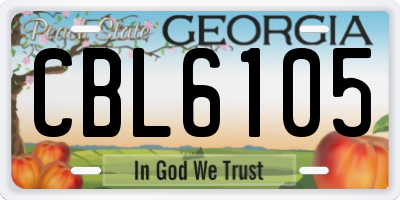 GA license plate CBL6105