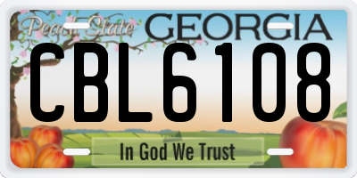 GA license plate CBL6108