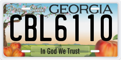 GA license plate CBL6110