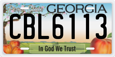GA license plate CBL6113