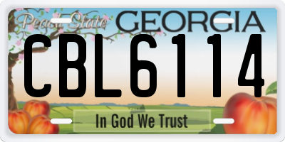 GA license plate CBL6114