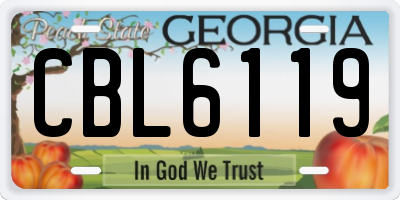 GA license plate CBL6119