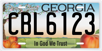 GA license plate CBL6123