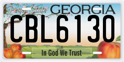 GA license plate CBL6130