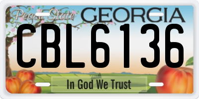 GA license plate CBL6136