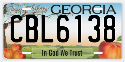 GA license plate CBL6138