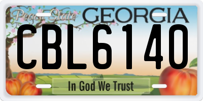 GA license plate CBL6140