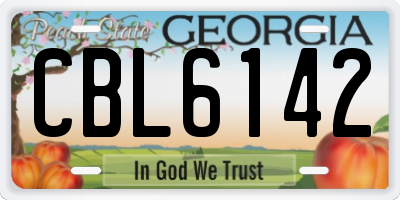 GA license plate CBL6142