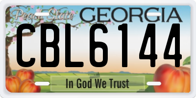 GA license plate CBL6144