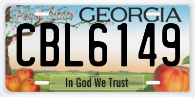 GA license plate CBL6149