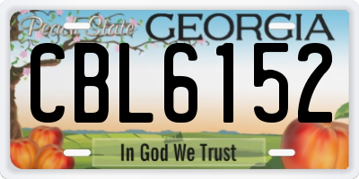 GA license plate CBL6152