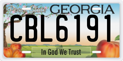 GA license plate CBL6191