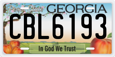 GA license plate CBL6193